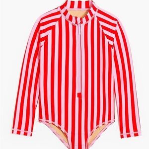 Crewcuts Girl Striped Rash Guard Swimsuit